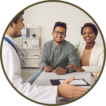 Potential parents speaking to a clinician